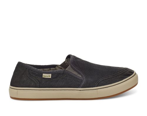 Férfi Sidewalk Surfers - Sanuk Tideline Hemp Slip-on - Sanuk Fekete Cipő QZROMF106